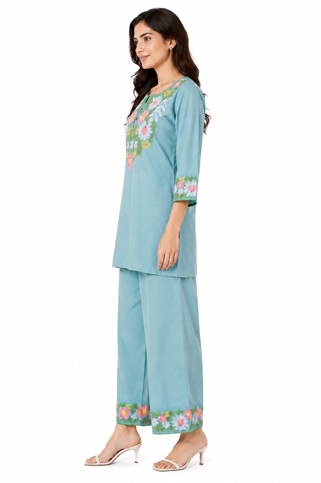 DSH Darshan Style Hub Women's Blue Floral Print Cotton Sleeveless Tunic Top | Casual Summer & Office Wear 5