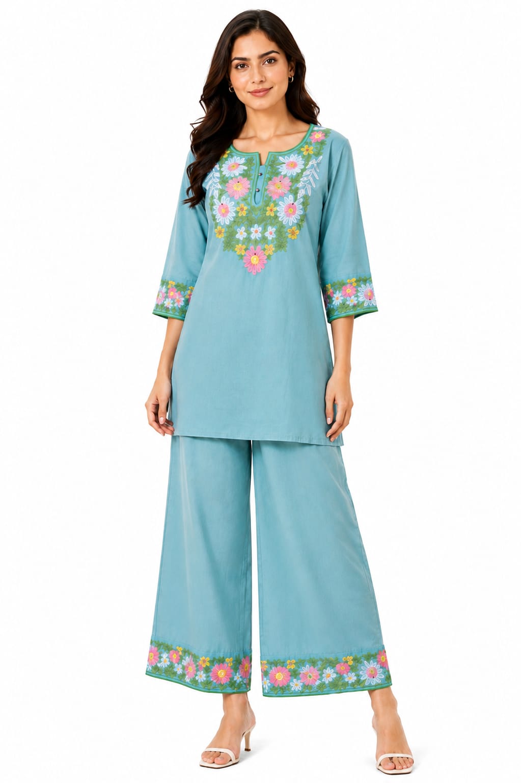 DSH Darshan Style Hub Women's Blue Floral Print Cotton Sleeveless Tunic Top | Casual Summer & Office Wear 6
