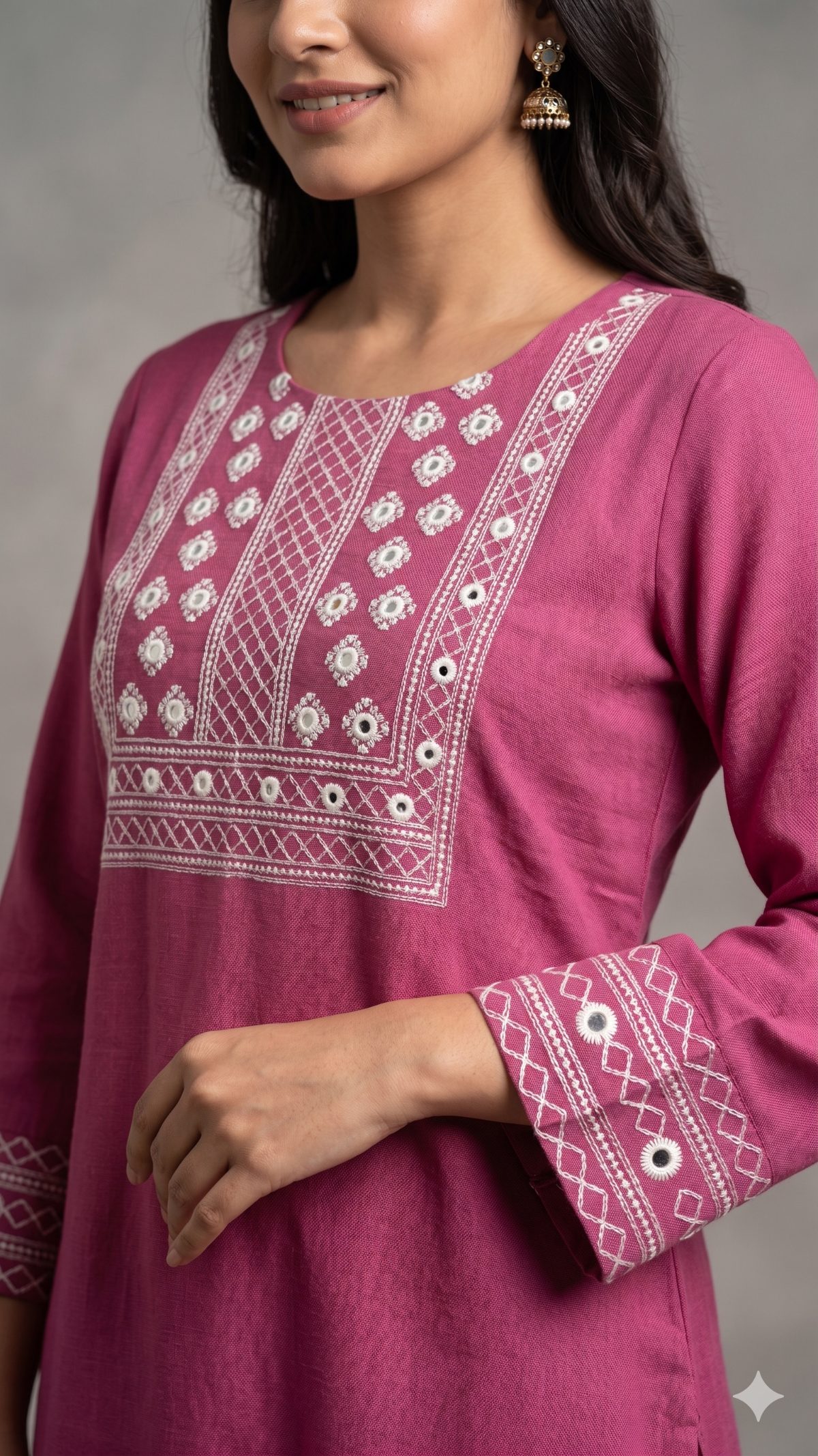 Darshan Style Hub Women Viscose Embroidered Straight Kurta | Round Neck | 3/4 Sleeve  8