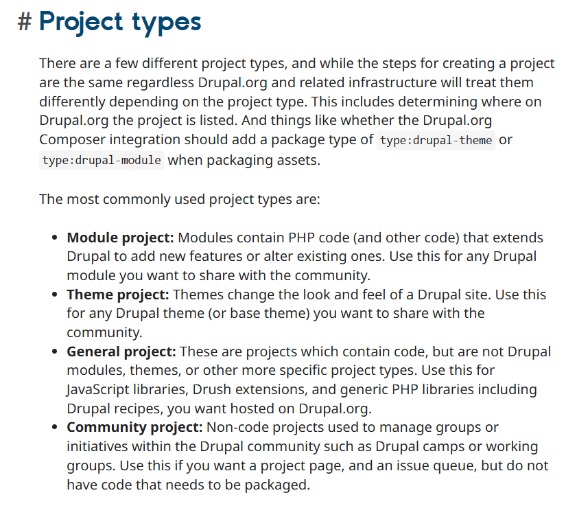 Types of Drupal Projects