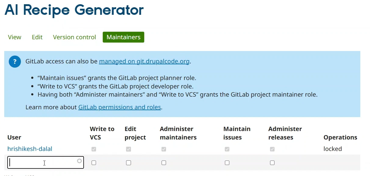 For adding Maintainers
