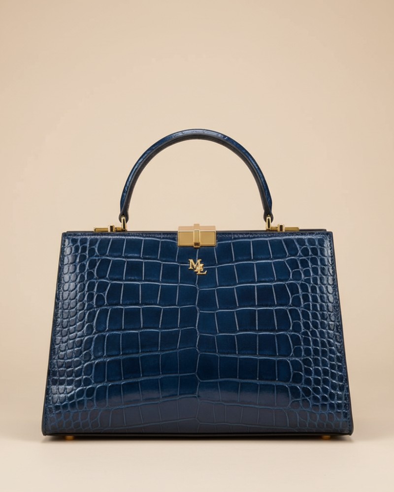 Sapphire Croc Luxe Bag