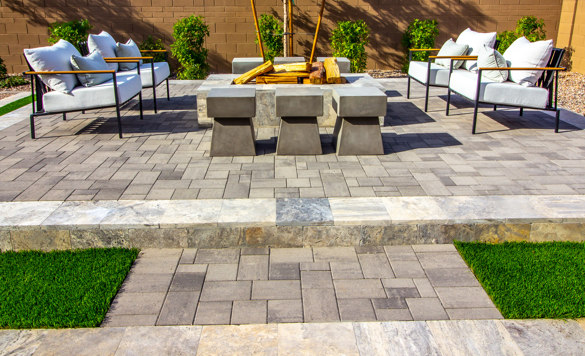 Our team working on a luxury patio installation