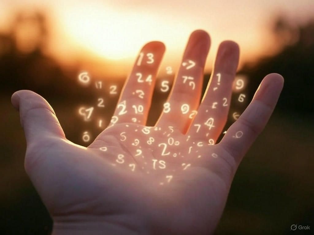 Main numérologie chemin de vie Jardins Universels au coucher de soleil