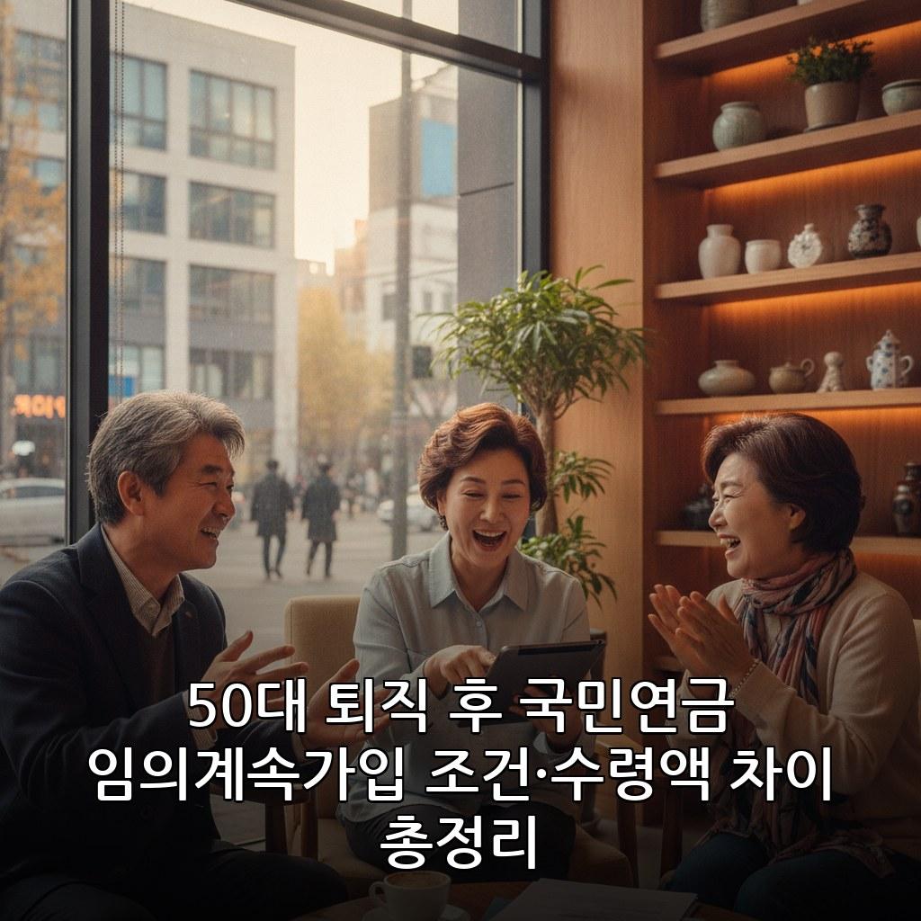 50대 퇴직 후 국민연금 임의계속가입 방법과 수령액 차이 관련 이미지
