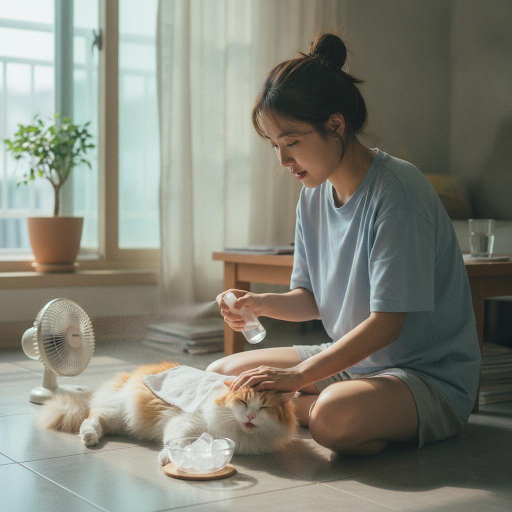 여름 고양이 더위 먹었을 때 증상 및 집에서 응급처치 방법 설명 사진