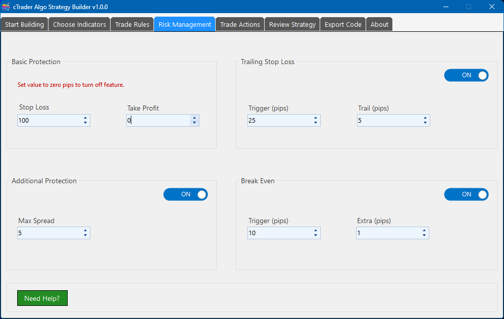 Algo Strategy Builder Risk Management