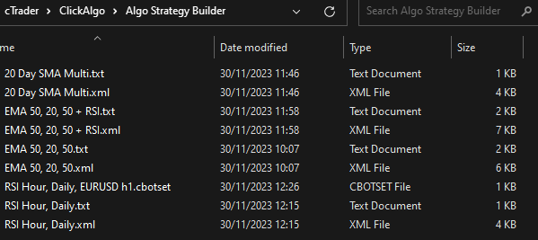 ctrader strategy folder