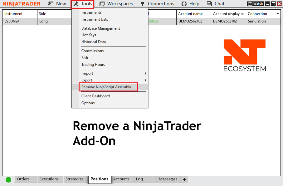 Remove a NinjaTrader Add-On