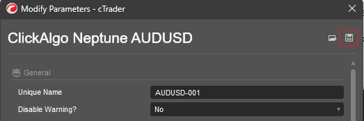 Save cBot Settings