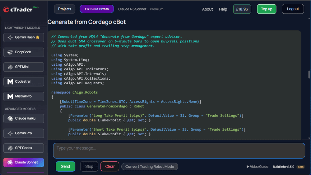 ClickAlgo Xen Coding Agent for cTrader