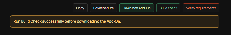 Build Check action below generated NinjaScript code.