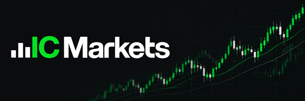 IC Markets logo alongside a green financial market chart