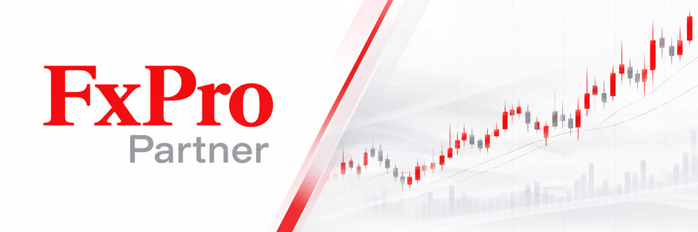 FxPro Partner logo alongside a red financial market chart