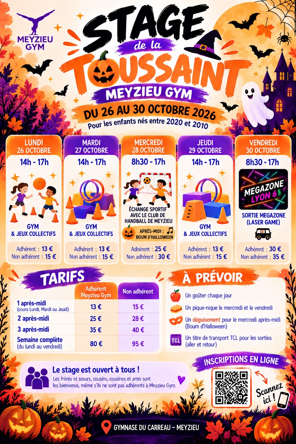 Affiche et tarif stage Toussaint