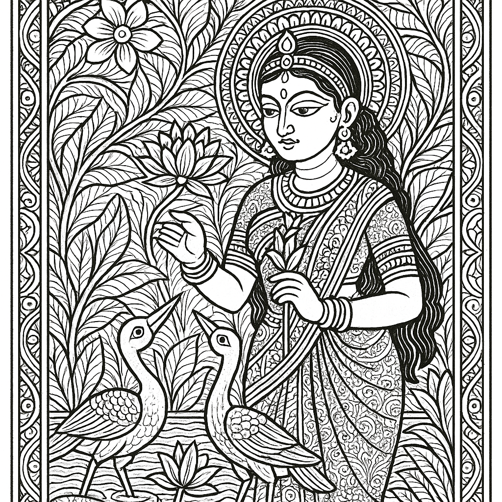 Traditional Pattachitra - Free Coloring Page