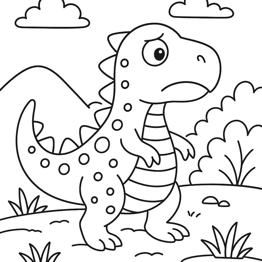 Lost dinosaur - Free Coloring Page