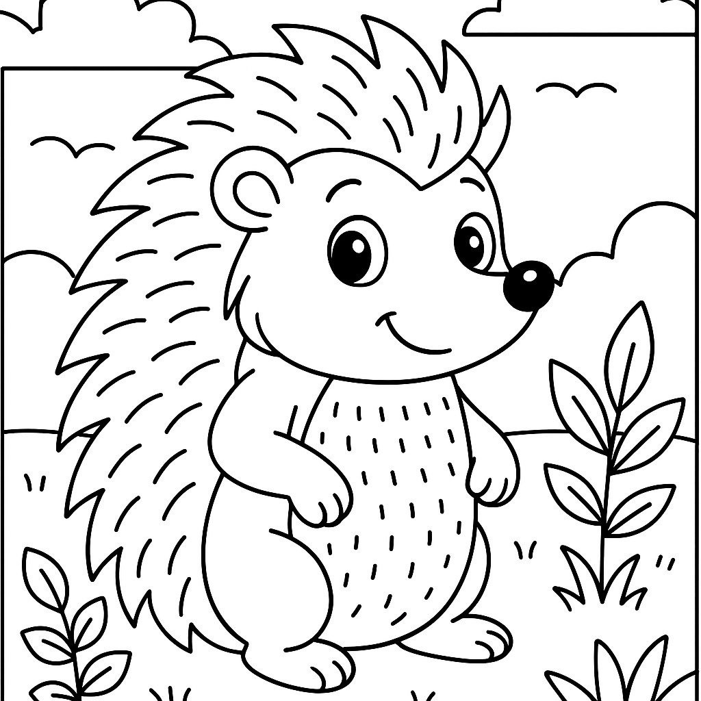 Cartoon Hedgehog - Free Coloring Page
