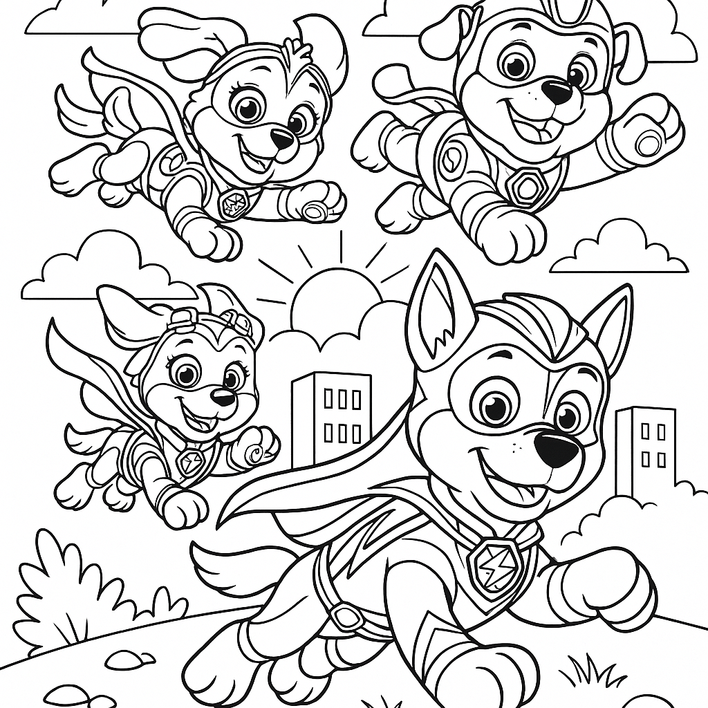 Paw Patrol Mighty Pups - Free Coloring Page