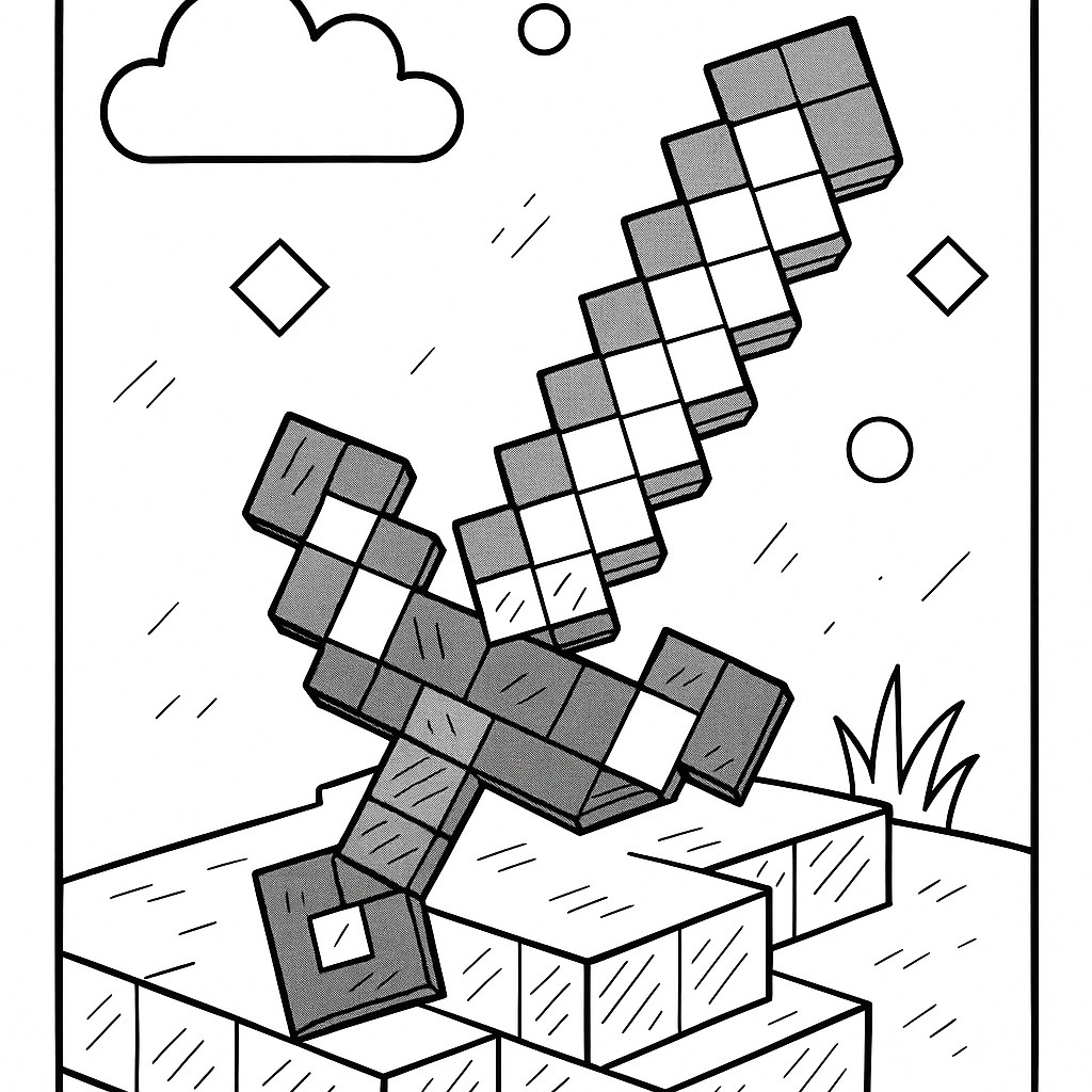 Minecraft Sword - Free Coloring Page