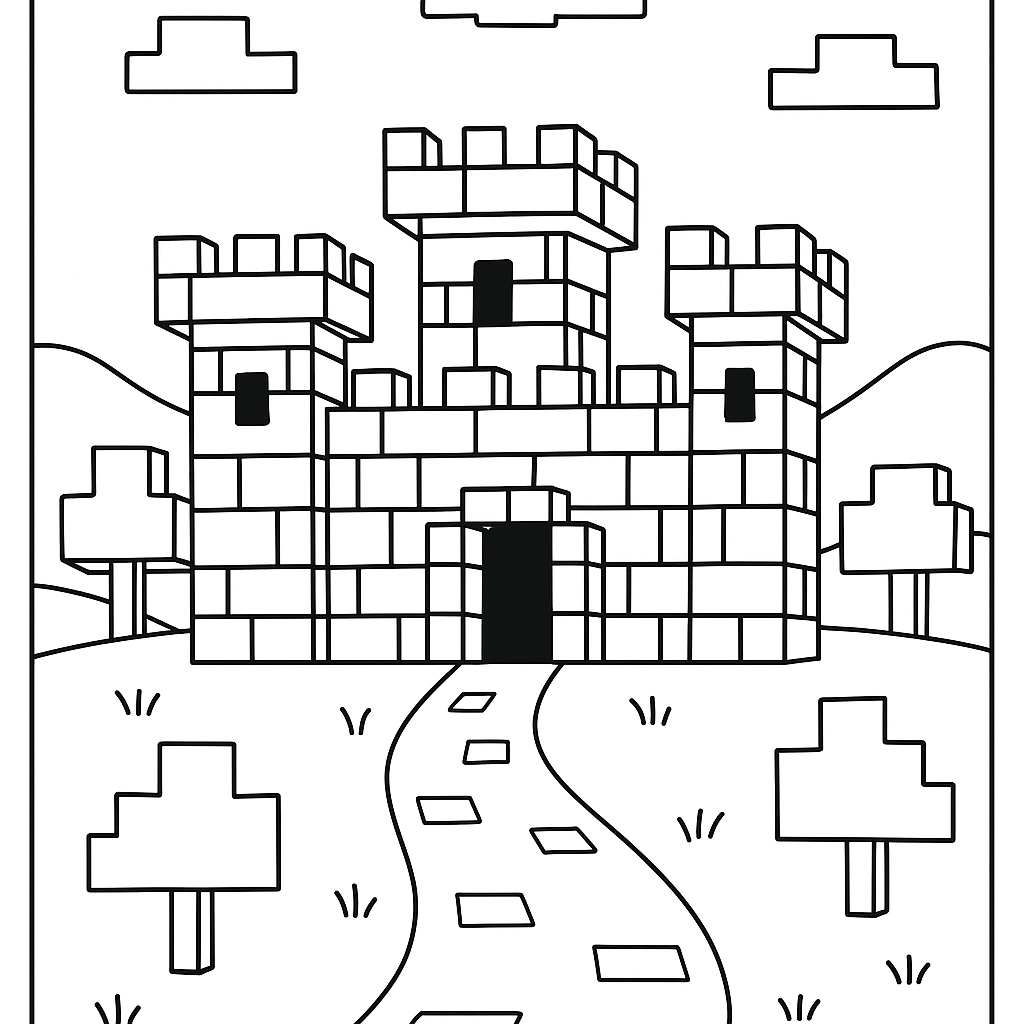 Minecraft castle - Free Coloring Page