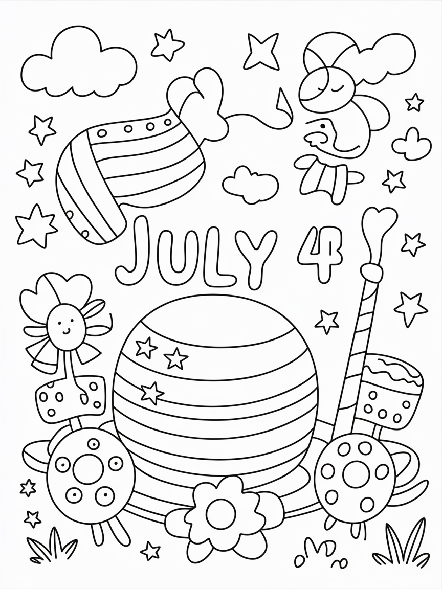 July 4th - Free Coloring Page