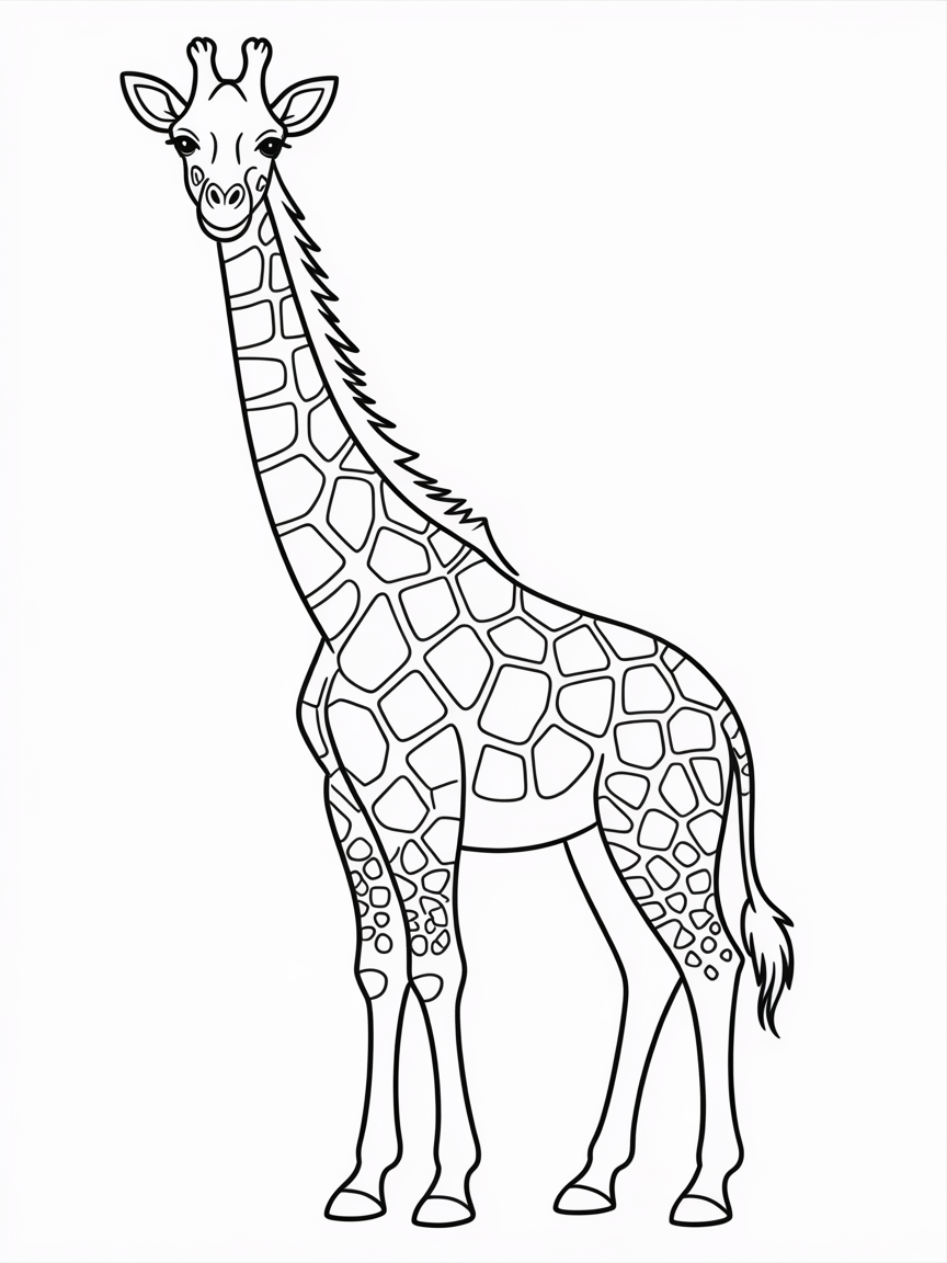 Giraffe - Free Coloring Page