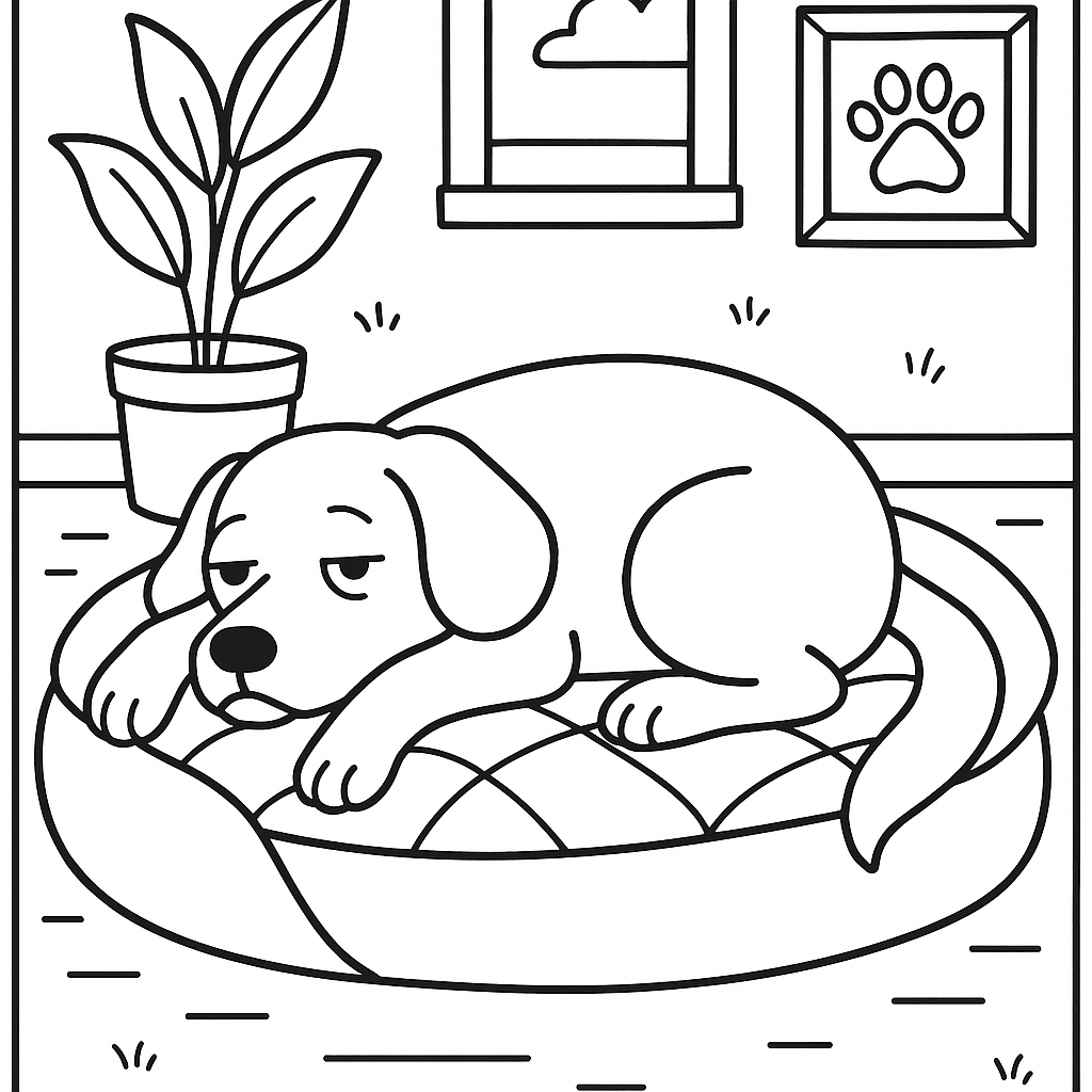 Lazy dog - Free Coloring Page