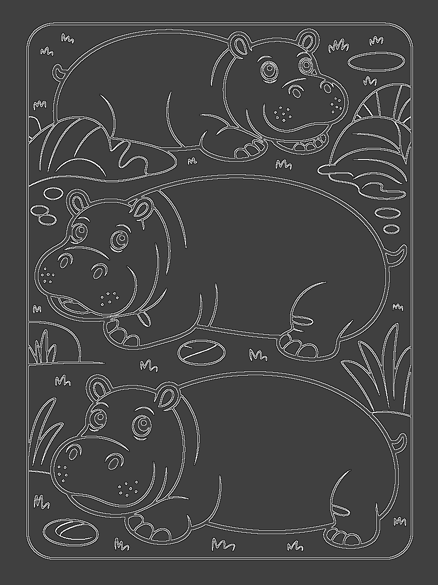 Lazy Hippos - Coloring Page - Free Coloring Page