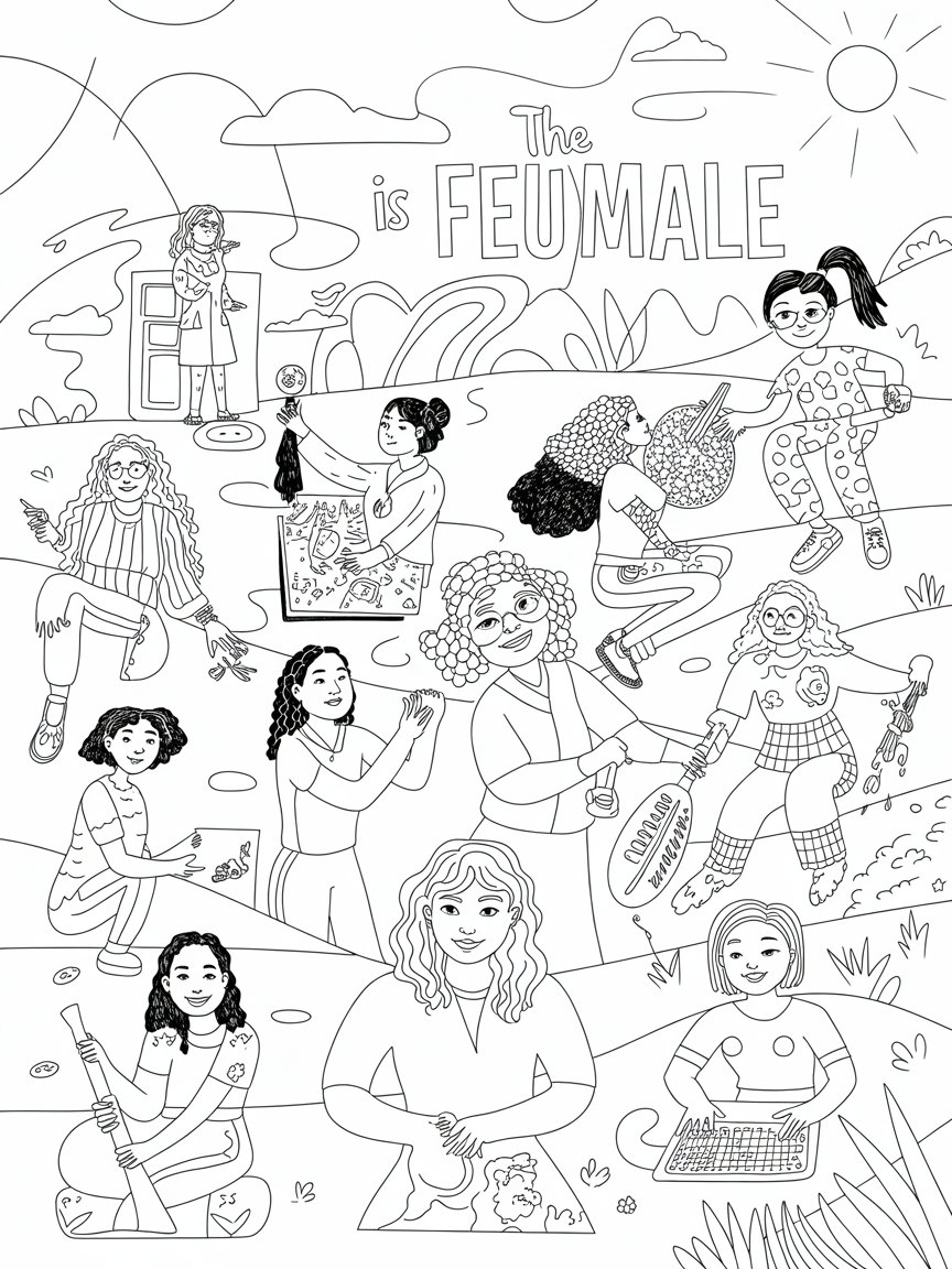The Future Is Female - Free Coloring Page