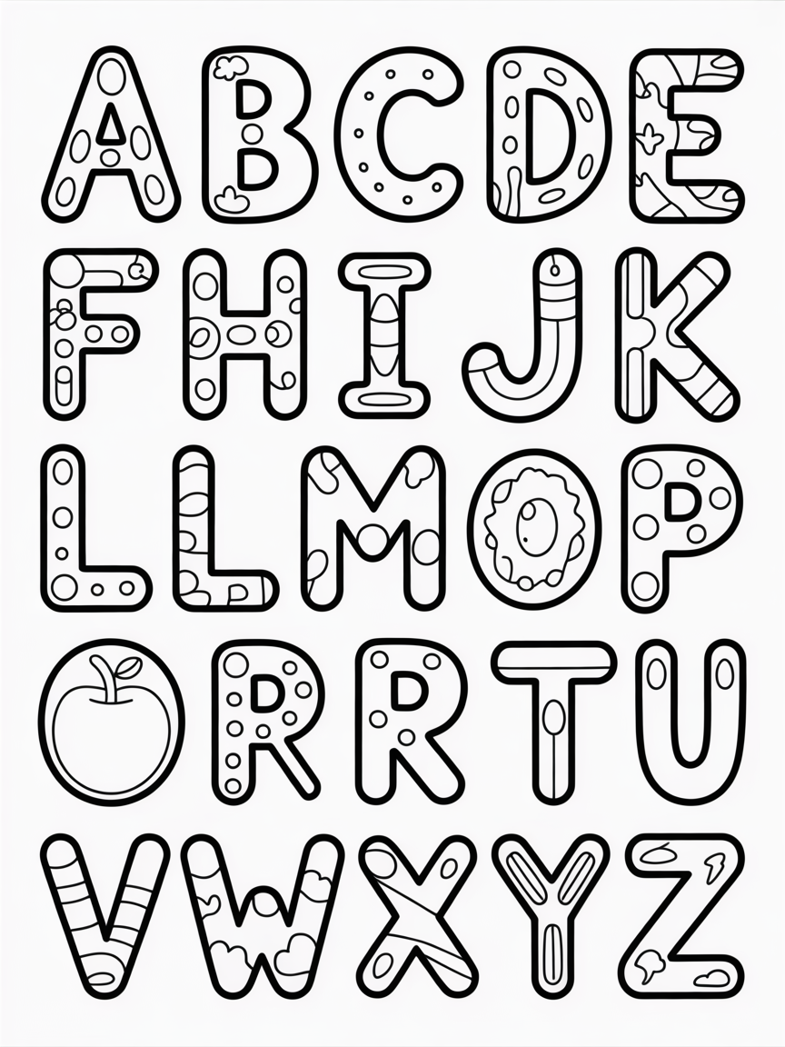 Create an alphabet orders starting from a-z it has to be in order - Free Coloring Page