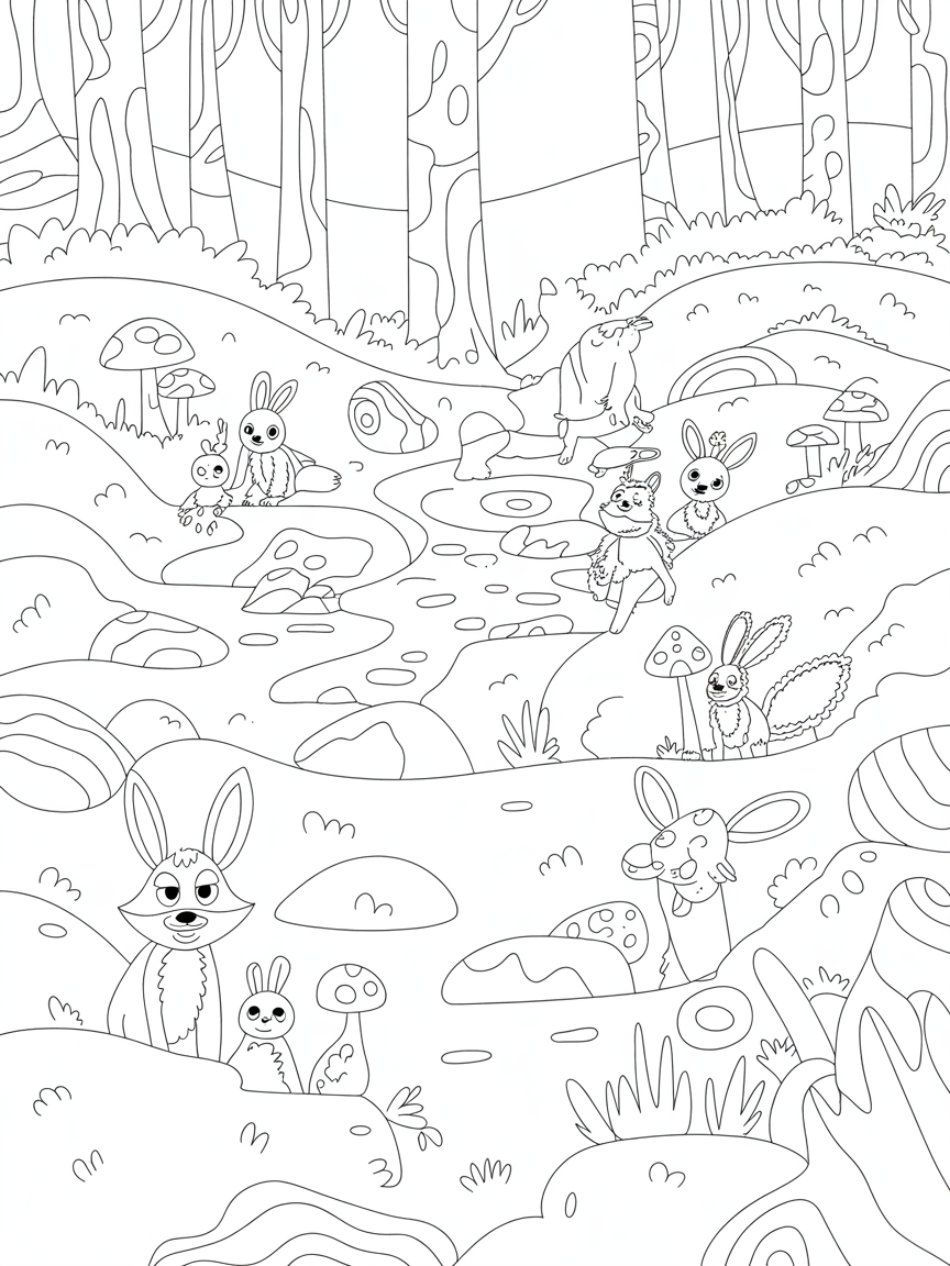 A Beautiful Scene - Free Coloring Page