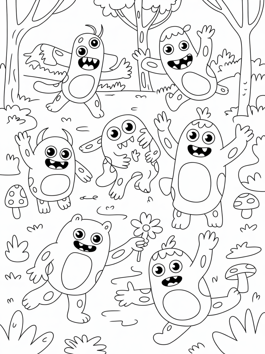 Rainbow friends - Free Coloring Page
