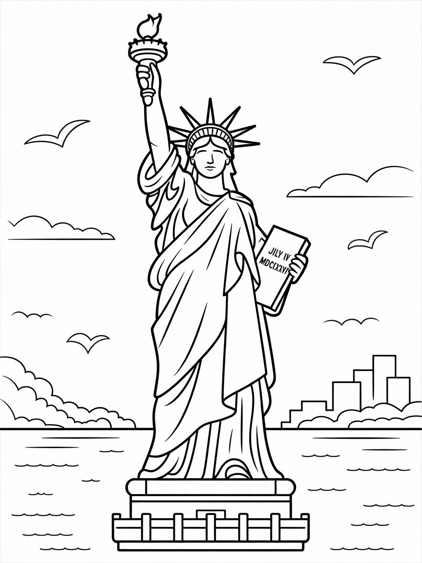The status of liberty - Free Coloring Page