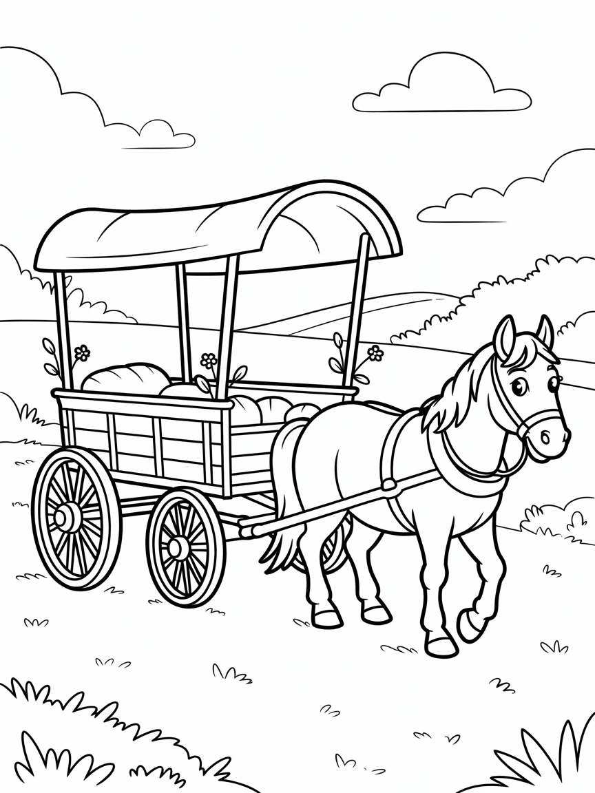 Wagon - Free Coloring Page