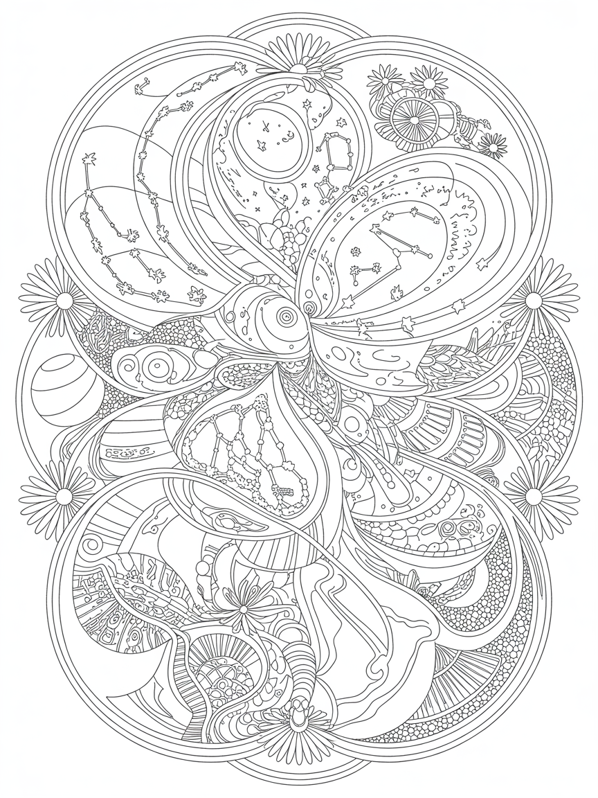 Mandala image for universe - Free Coloring Page