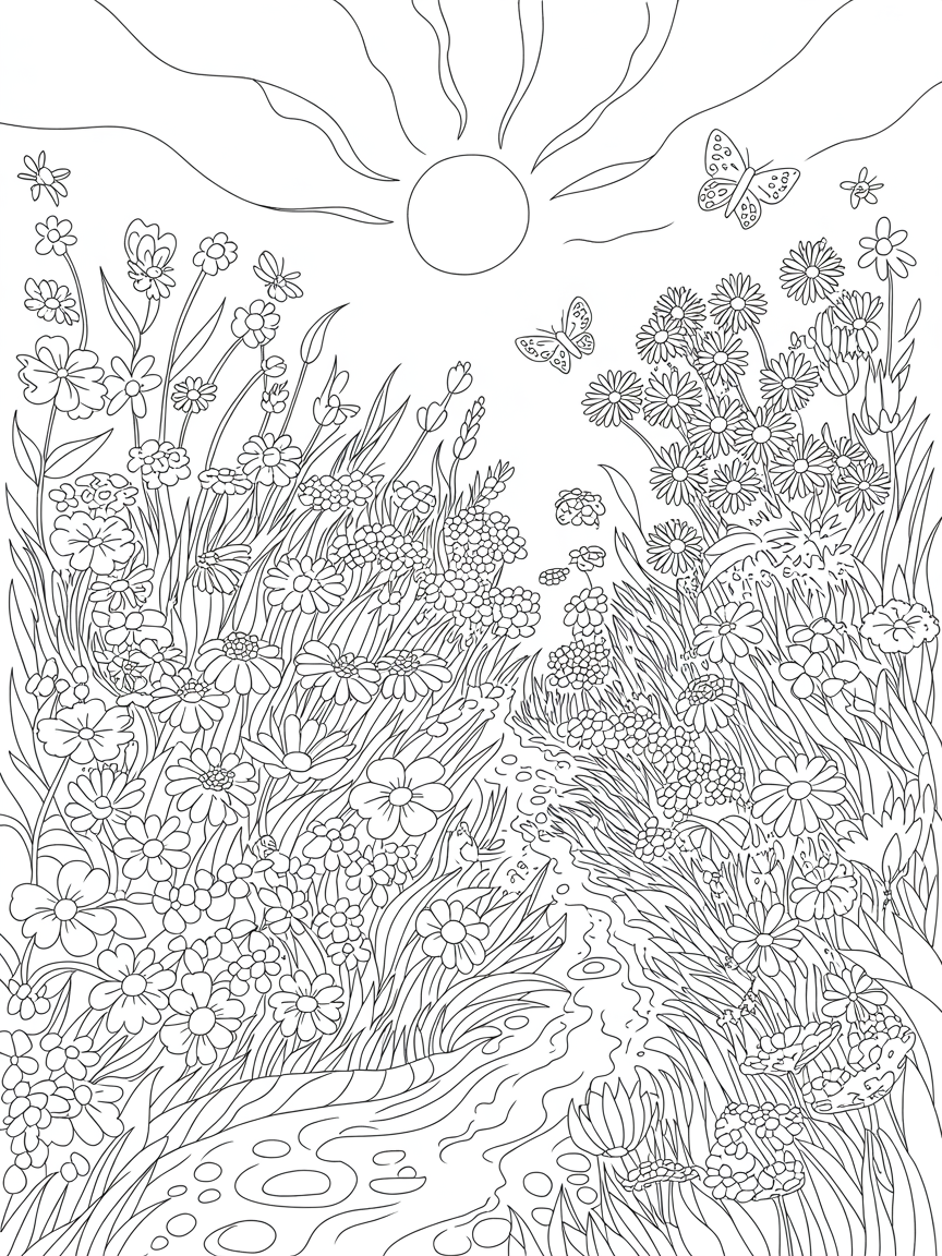 summer, happy, spring, sun, fun - Free Coloring Page