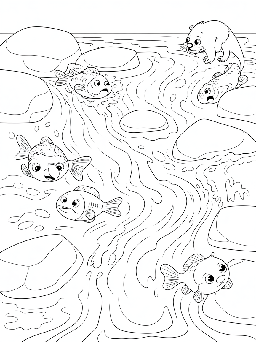 River rapids - Free Coloring Page