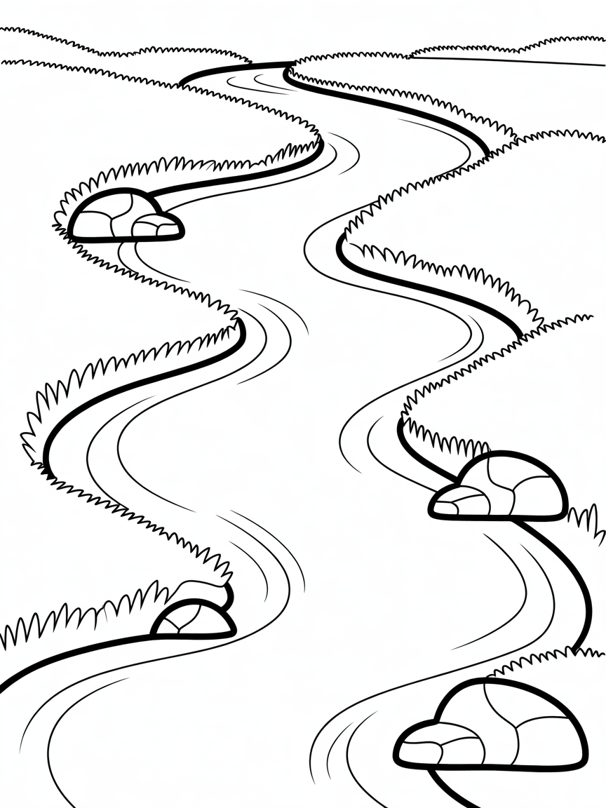 River flowing - Free Coloring Page
