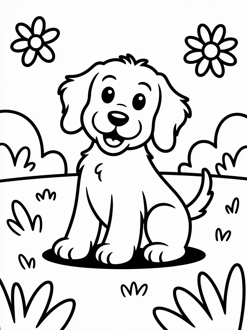 Wally the Goldendoodle - Free Coloring Page