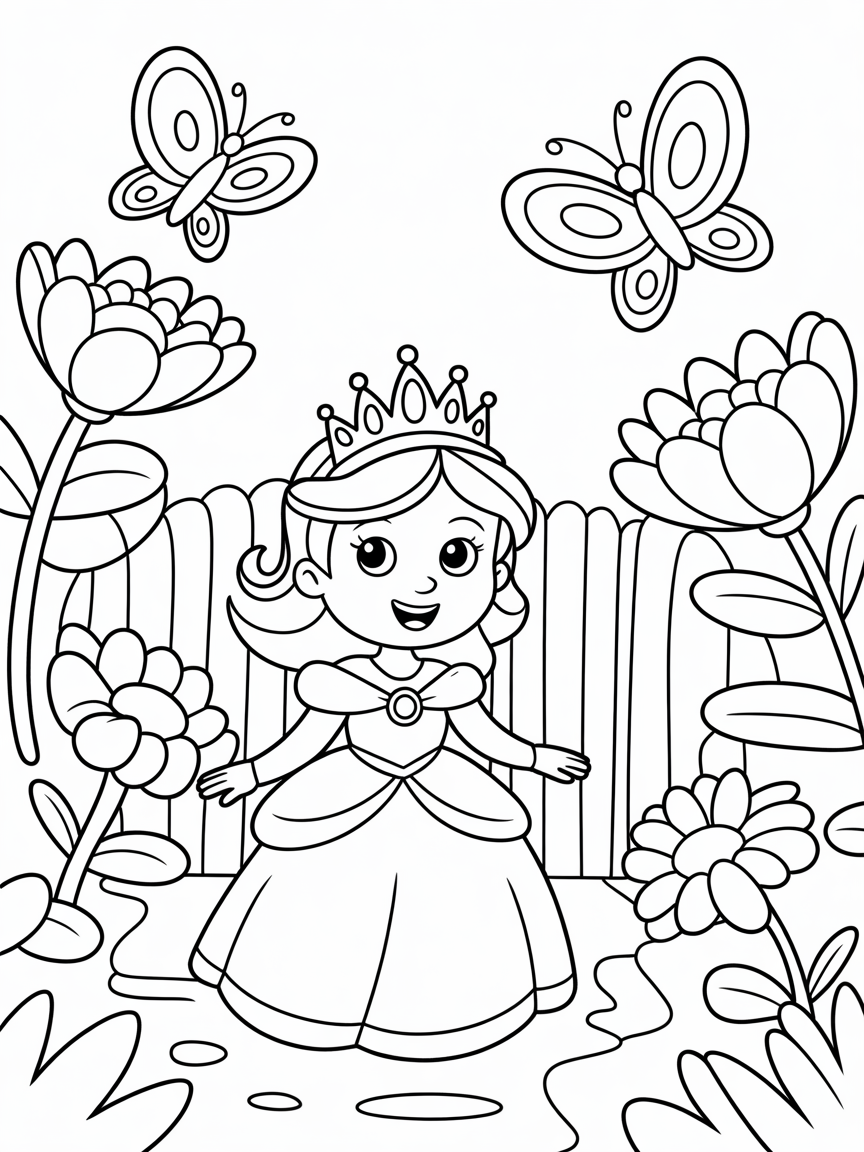 princess in a magical garden9 - Free Coloring Page
