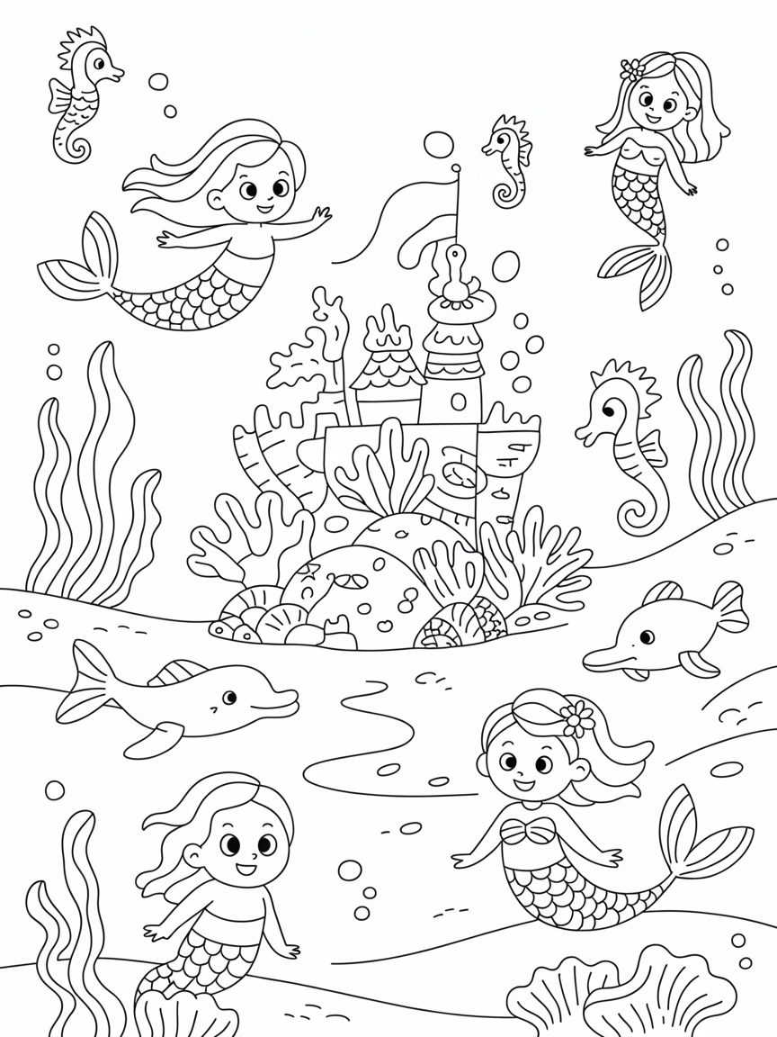 underwater mermaid kingdom chapter - Free Coloring Page