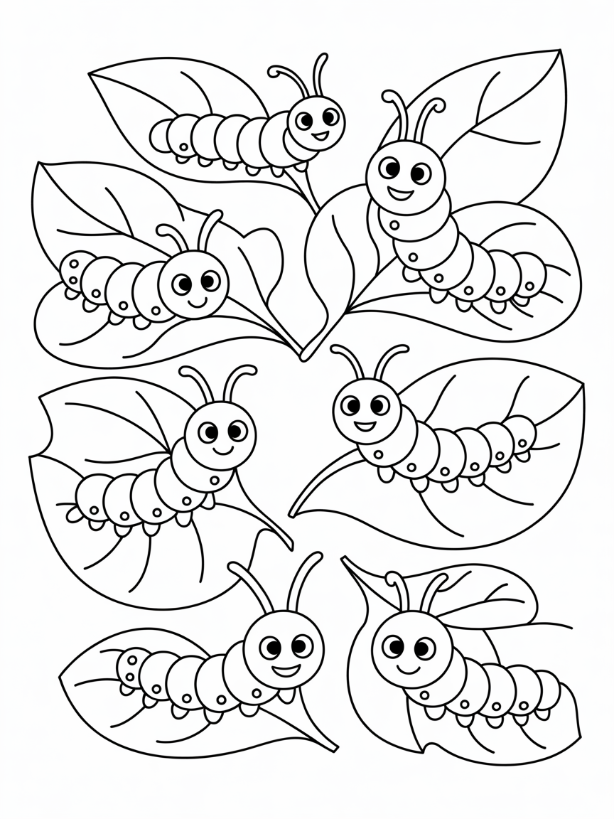 Caterpillars - Free Coloring Page