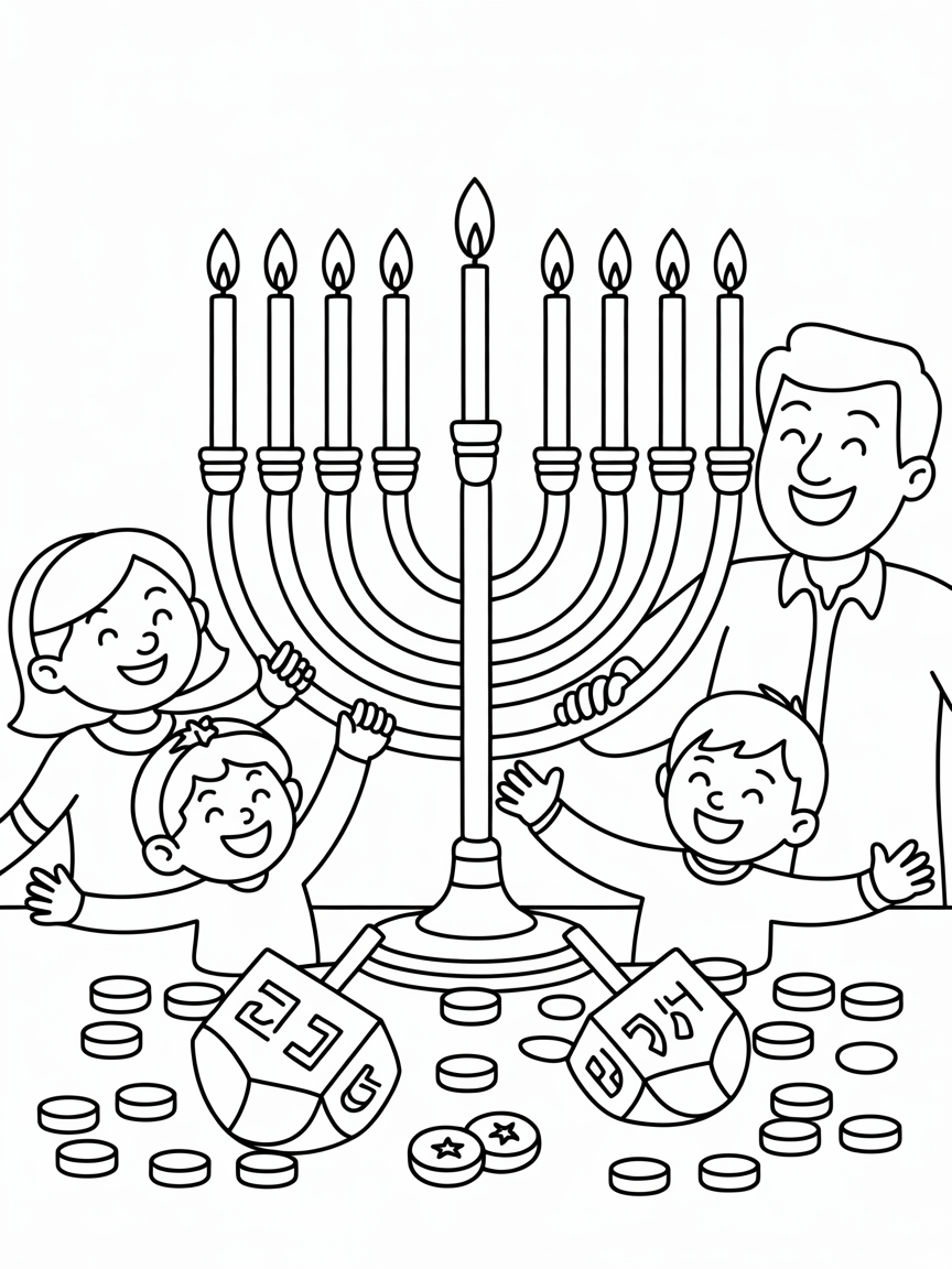 Hannukah - Free Coloring Page