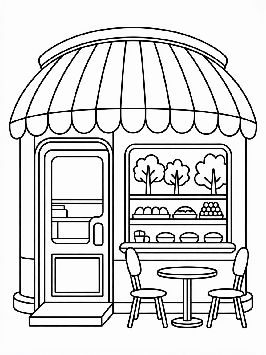 Cosy cafe - Free Coloring Page