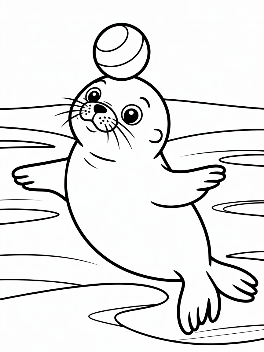 cute baby seal - Free Coloring Page