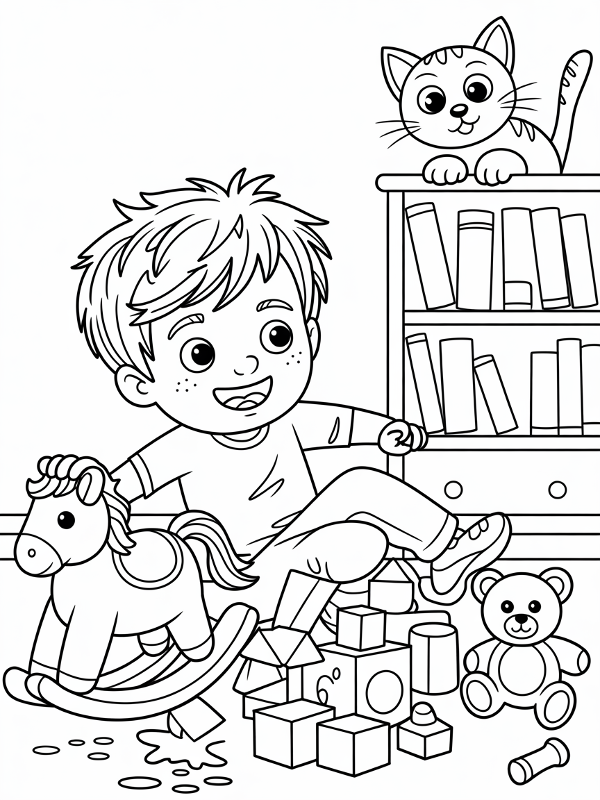 Naughty boy - Free Coloring Page