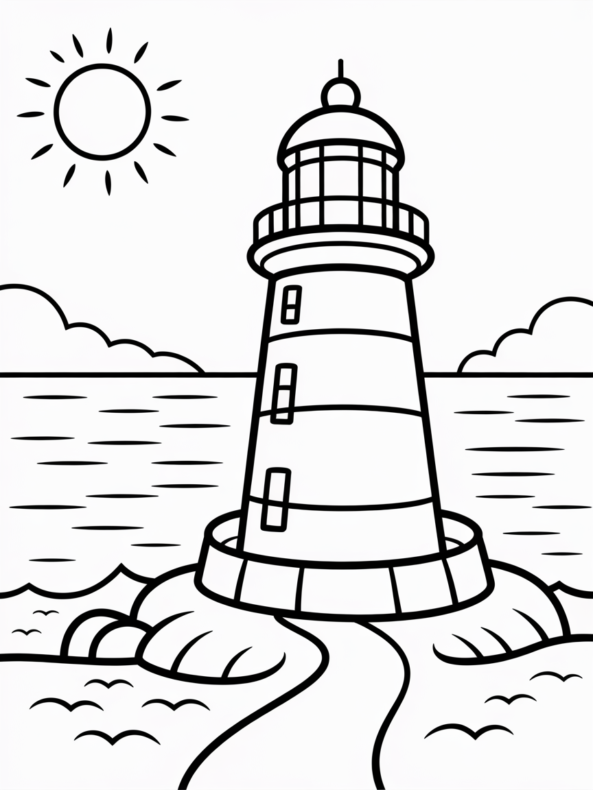 Lighthouse - Free Coloring Page