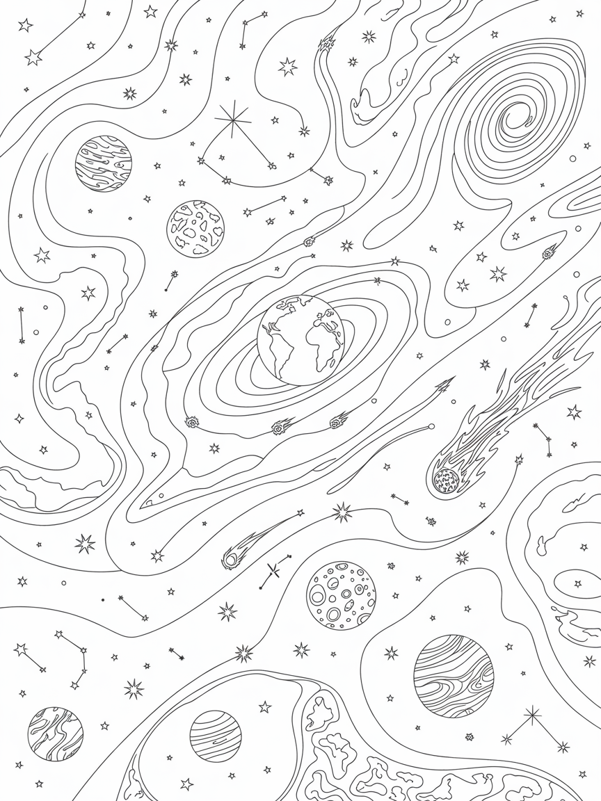 Universe - Free Coloring Page