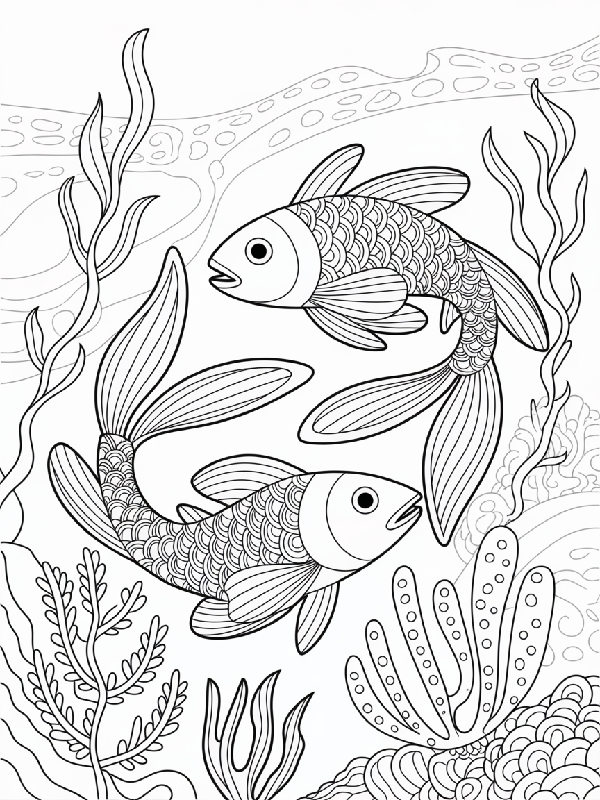 Pisces - Free Coloring Page